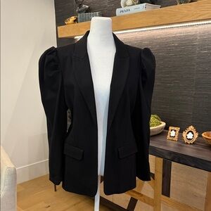 CeCe Black Puff Sleeve Blazer with puffed shoulder detail